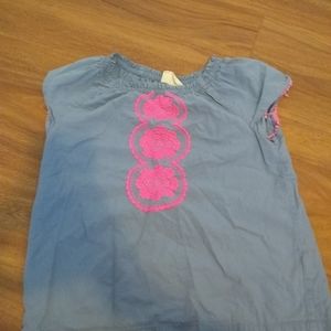 Blue shirt with pink flowers